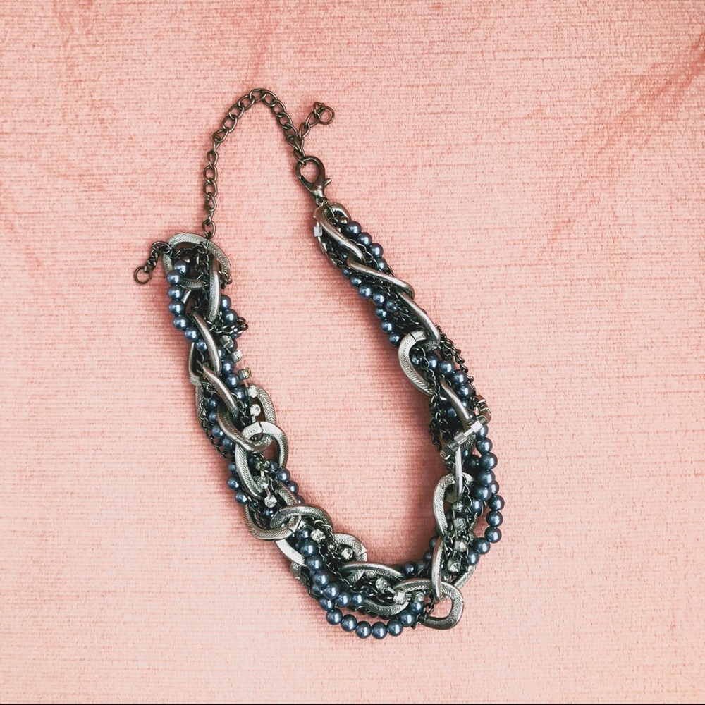 Chunky Silver Metal Layered Necklace